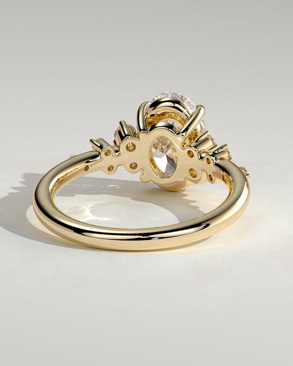 2.0 CT Oval Cluster Moissanite Engagement Ring