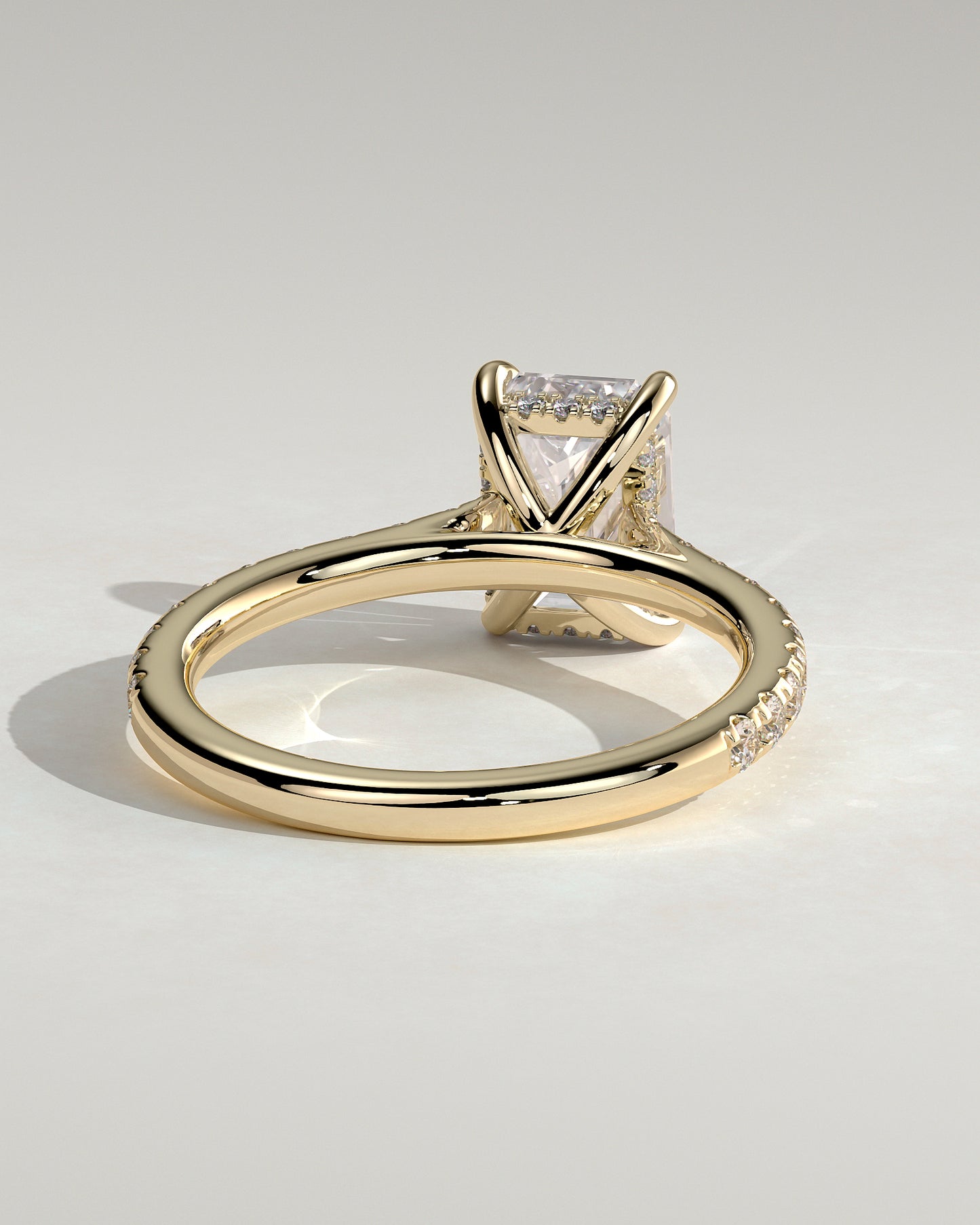 2.0 CT Emerald Pave & Hidden Halo Moissanite Engagement Ring