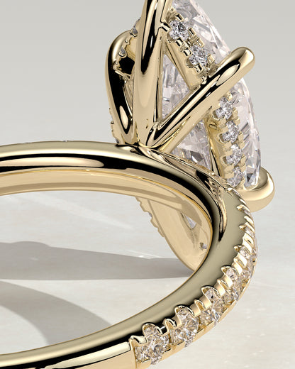 2.0 CT Marquise Cut Hidden Halo & Pave Moissanite Engagement Ring