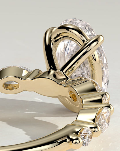 2.0 CT Oval Pave Moissanite Diamond Engagement Ring