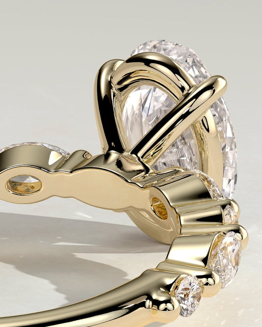 2.0 CT Oval Pave Moissanite Diamond Engagement Ring