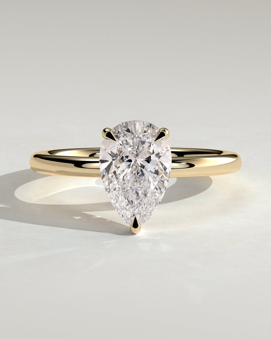 2.0 CT Pear Solitaire Moissanite Diamond Engagement Ring
