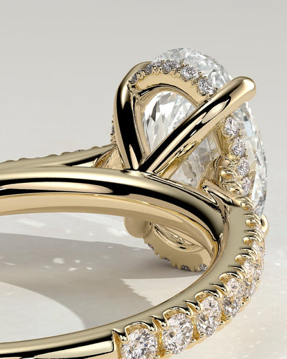 2.0 CT Oval Hidden Halo & Pave Moissanite Engagement Ring