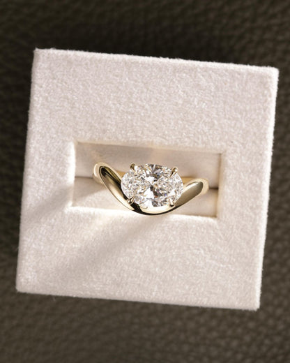 2 CT East West Oval Lab Grown Diamond Swirl Solitaire Engagement Ring