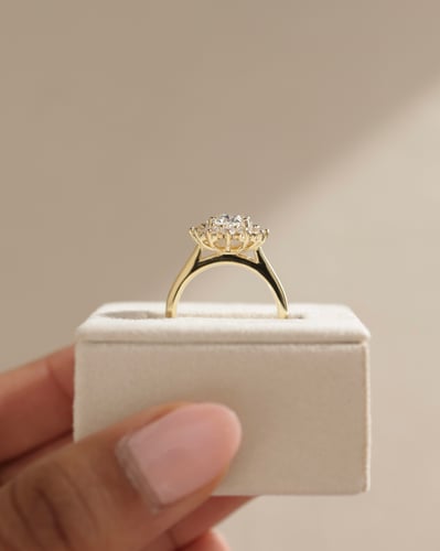 2 CT Oval Cut Cluster Halo Moissanite Diamond Engagement Ring