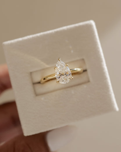 2.0 CT Pear Hidden Halo Moissanite Engagement Ring