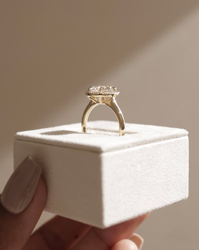 2 CT Pear Cut Halo Moissanite Diamond Engagement Ring