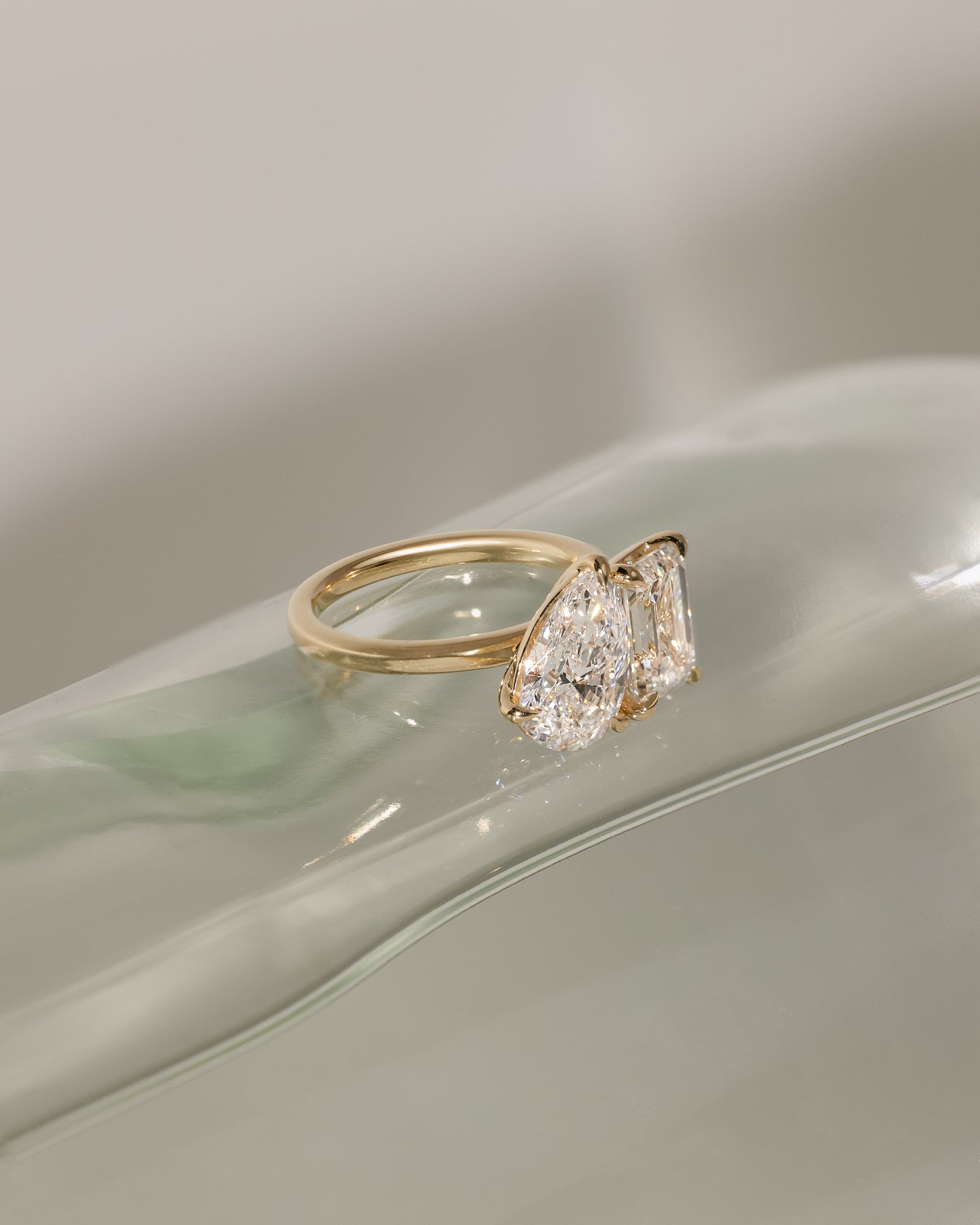 3.3 CT Emerald & Pear Cut Toi Et Moi Moissanite Engagement Ring