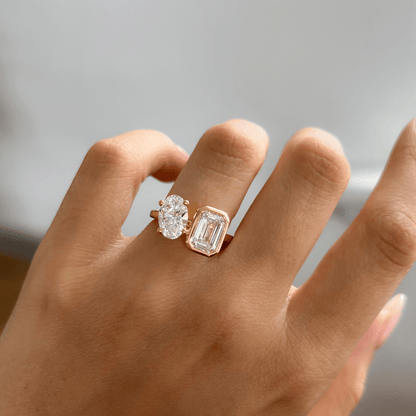 Marquise Shaped Three Stone Lab Grown Diamond Engagement Ring