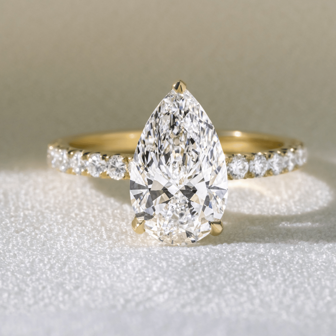 Marquise Shaped Three Stone Lab Grown Diamond Engagement Ring
