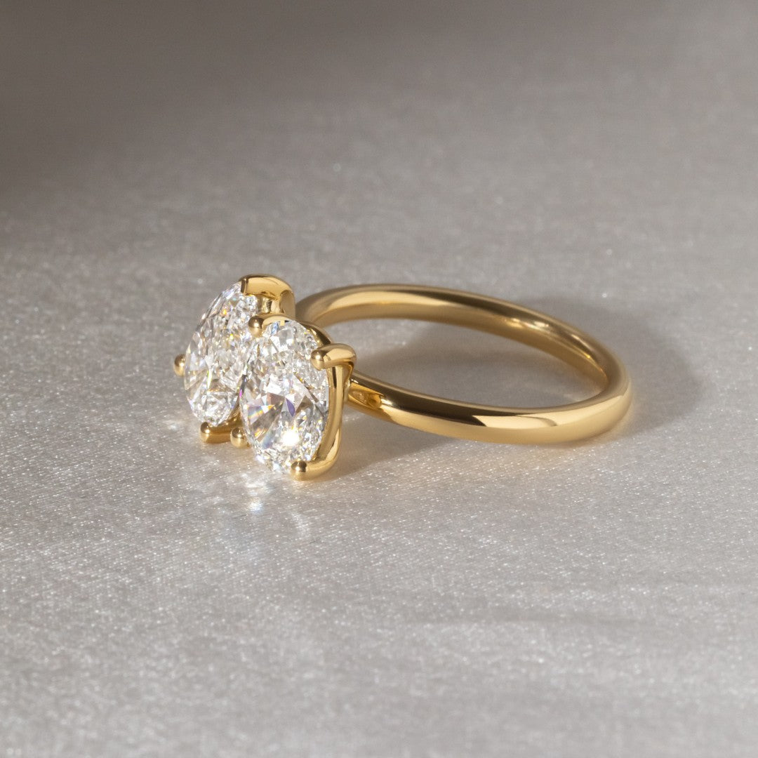 Marquise Shaped Three Stone Lab Grown Diamond Engagement Ring