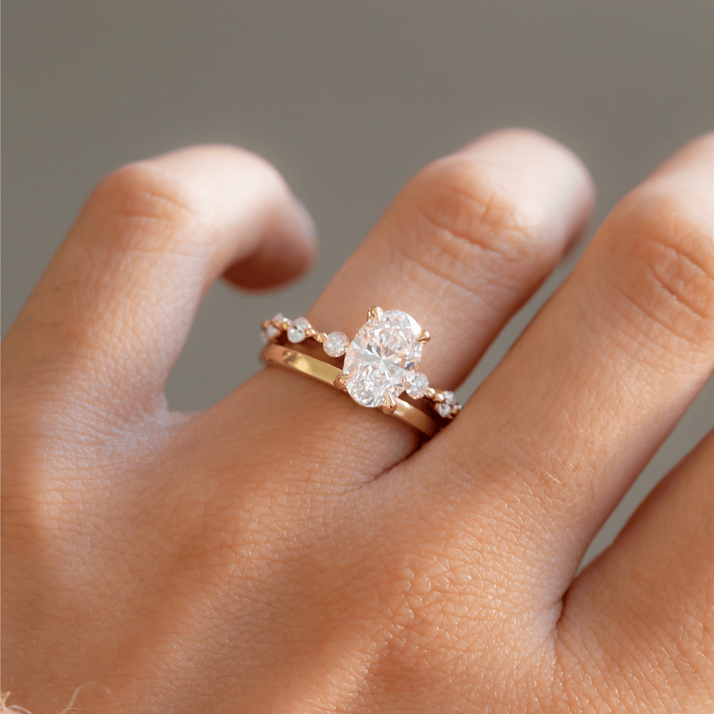 Marquise Shaped Three Stone Lab Grown Diamond Engagement Ring