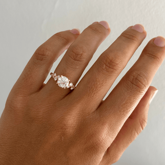 Marquise Shaped Three Stone Lab Grown Diamond Engagement Ring