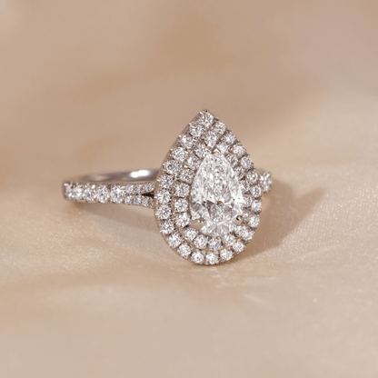 Marquise Shaped Three Stone Lab Grown Diamond Engagement Ring