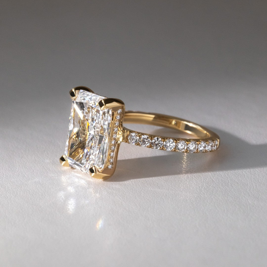 Marquise Shaped Three Stone Lab Grown Diamond Engagement Ring