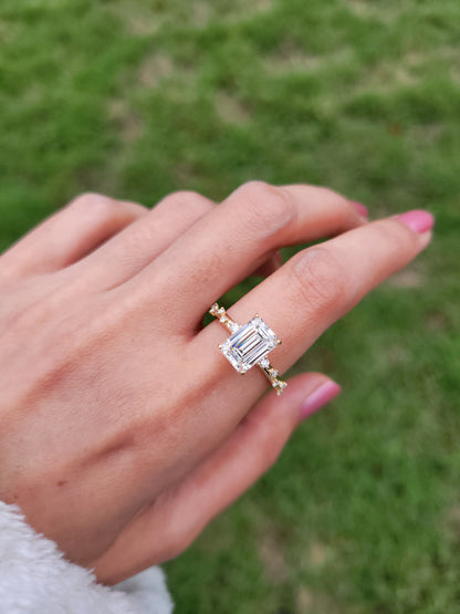 Marquise Shaped Three Stone Lab Grown Diamond Engagement Ring