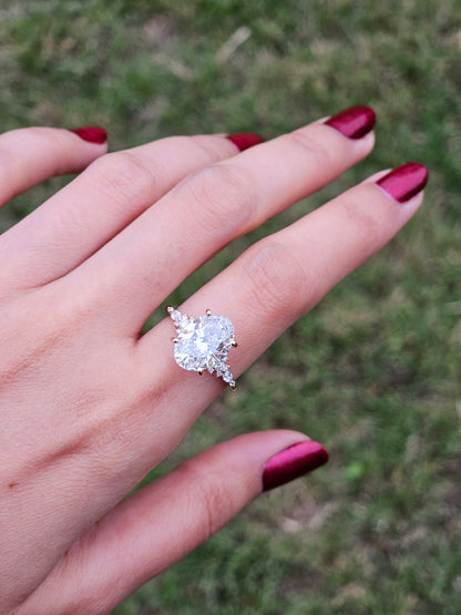 Marquise Shaped Three Stone Lab Grown Diamond Engagement Ring