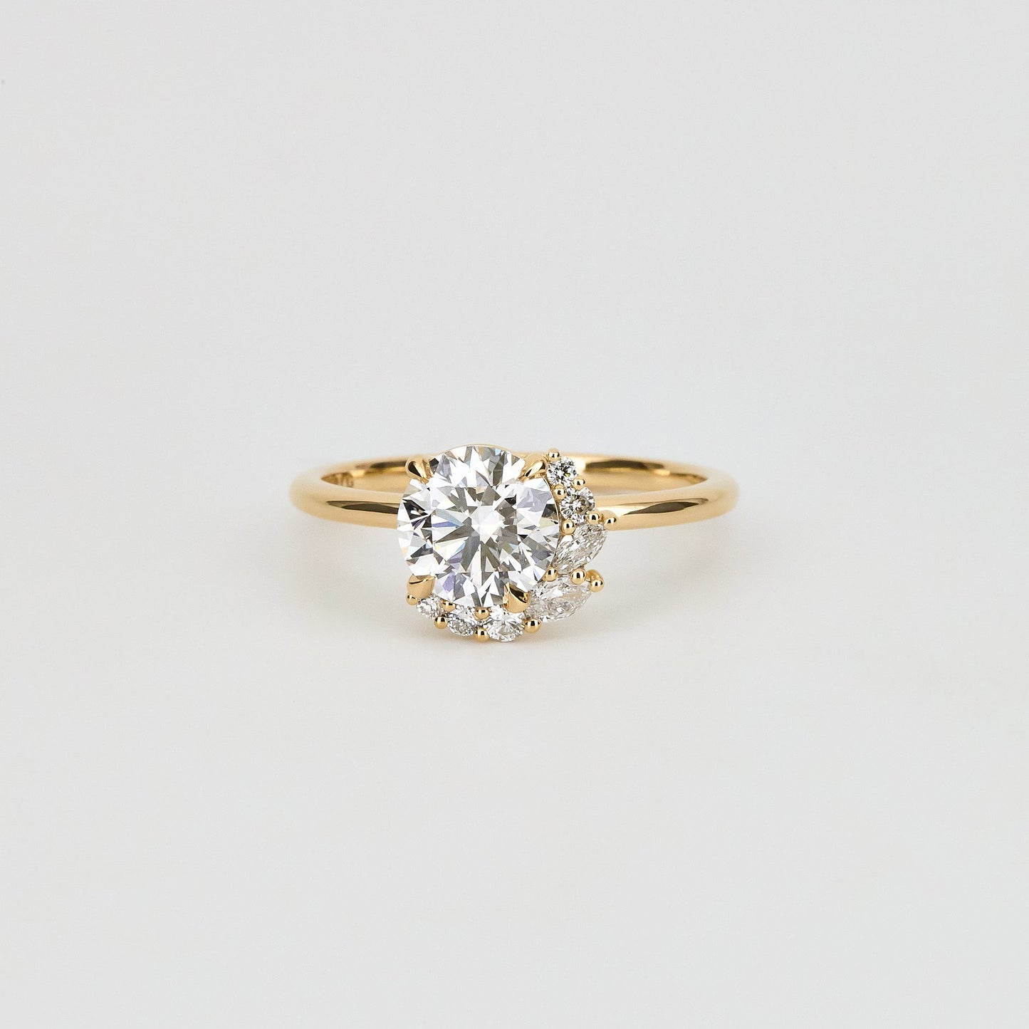 1.24 CT Round Shaped Cluster Moissanite Engagement Ring