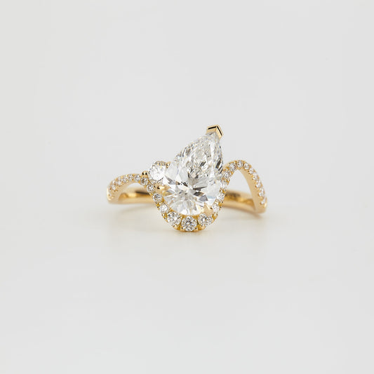 1.81 CT Pear Shaped Pave Moissanite Engagement Ring