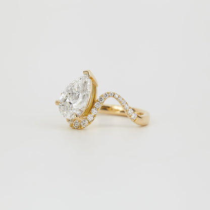 1.81 CT Pear Shaped Pave Moissanite Engagement Ring