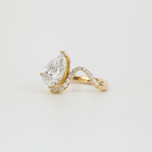 1.81 CT Pear Shaped Pave Moissanite Engagement Ring