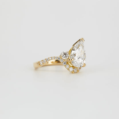 1.81 CT Pear Shaped Pave Moissanite Engagement Ring