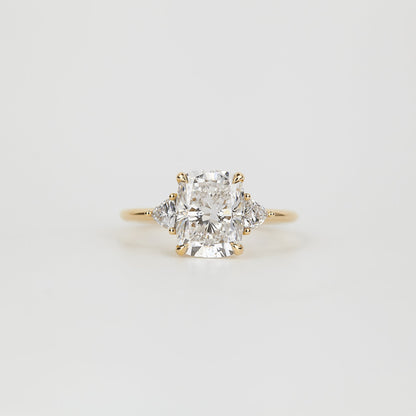 2.5 CT Cushion Shaped Three Stone Moissanite Engagement Ring
