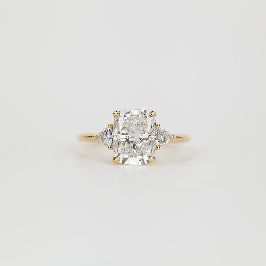 2.5 CT Cushion Shaped Three Stone Moissanite Engagement Ring