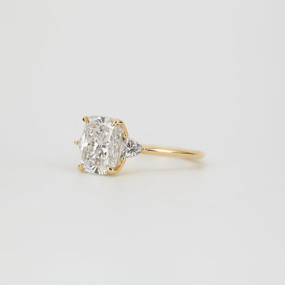 2.5 CT Cushion Shaped Three Stone Moissanite Engagement Ring