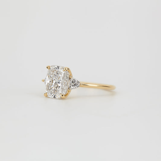 2.5 CT Cushion Shaped Three Stone Moissanite Engagement Ring