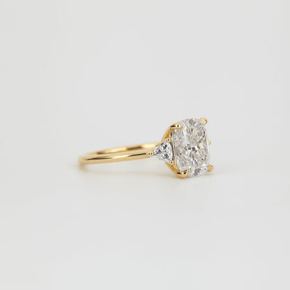 2.5 CT Cushion Shaped Three Stone Moissanite Engagement Ring