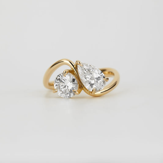 2.06 TCW Pear & Round Shaped Toi Et Moi Moissanite Engagement Ring