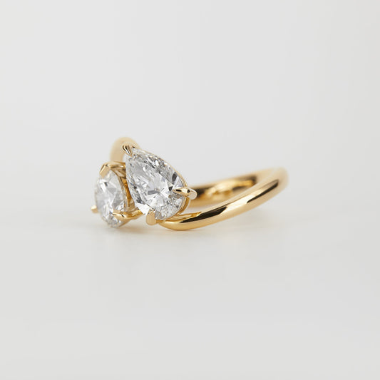 2.06 TCW Pear & Round Shaped Toi Et Moi Moissanite Engagement Ring