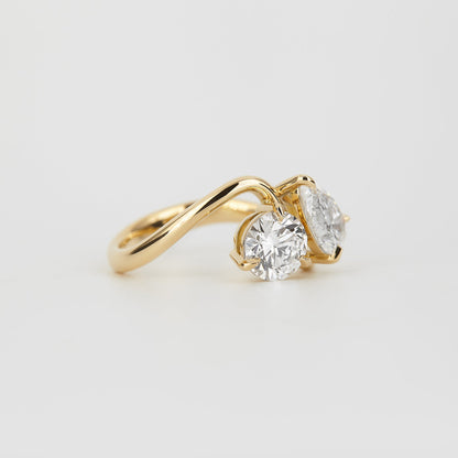 2.06 TCW Pear & Round Shaped Toi Et Moi Moissanite Engagement Ring