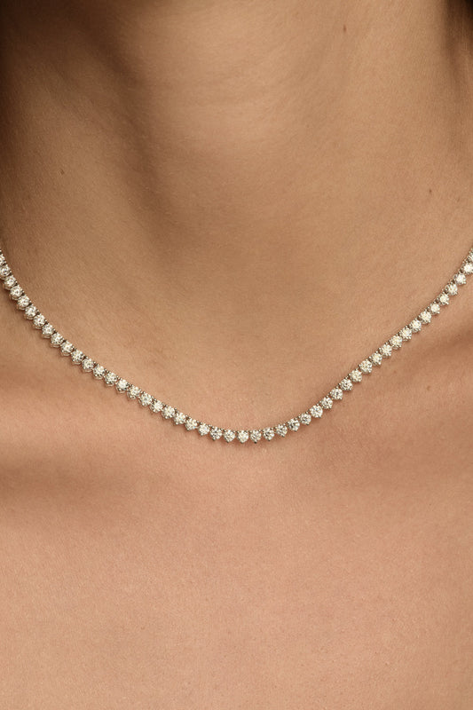 6 TCW Round Moissanite Diamond Claw Tennis Necklace