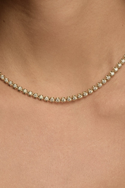 8.5 TCW Round Moissanite Diamond Claw Tennis Necklace