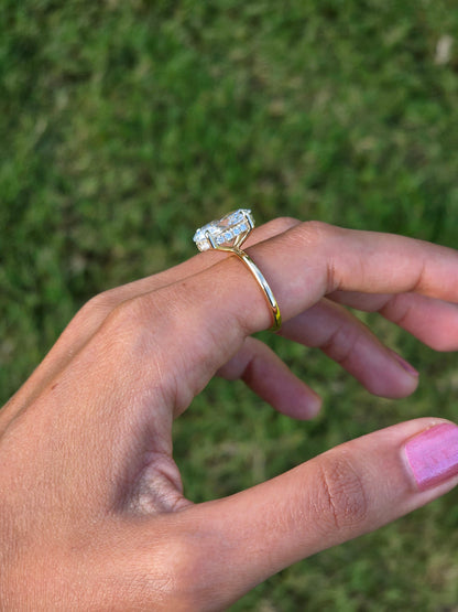 Marquise Shaped Three Stone Lab Grown Diamond Engagement Ring