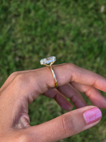 Marquise Shaped Three Stone Lab Grown Diamond Engagement Ring