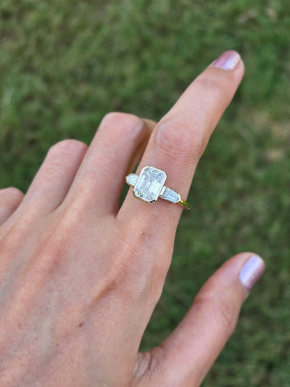 Marquise Shaped Three Stone Lab Grown Diamond Engagement Ring