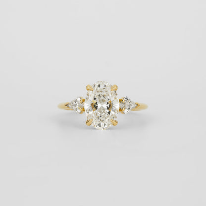 2.02 CT Oval Shaped Three Stone Moissanite Engagement Ring