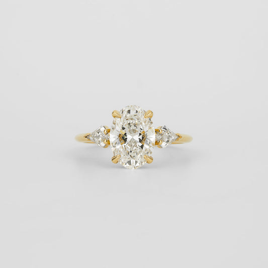 2.02 CT Oval Shaped Three Stone Moissanite Engagement Ring