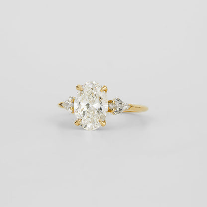 2.02 CT Oval Shaped Three Stone Moissanite Engagement Ring