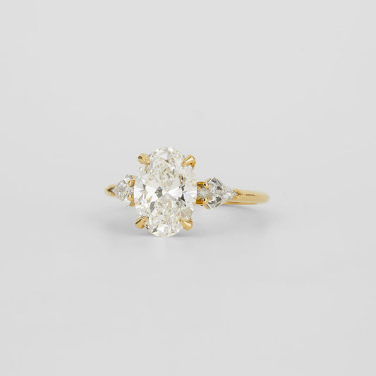 2.02 CT Oval Shaped Three Stone Moissanite Engagement Ring
