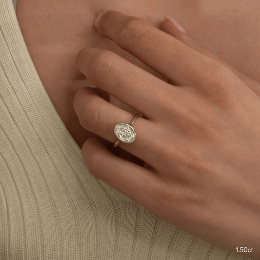 Marquise Shaped Three Stone Lab Grown Diamond Engagement Ring