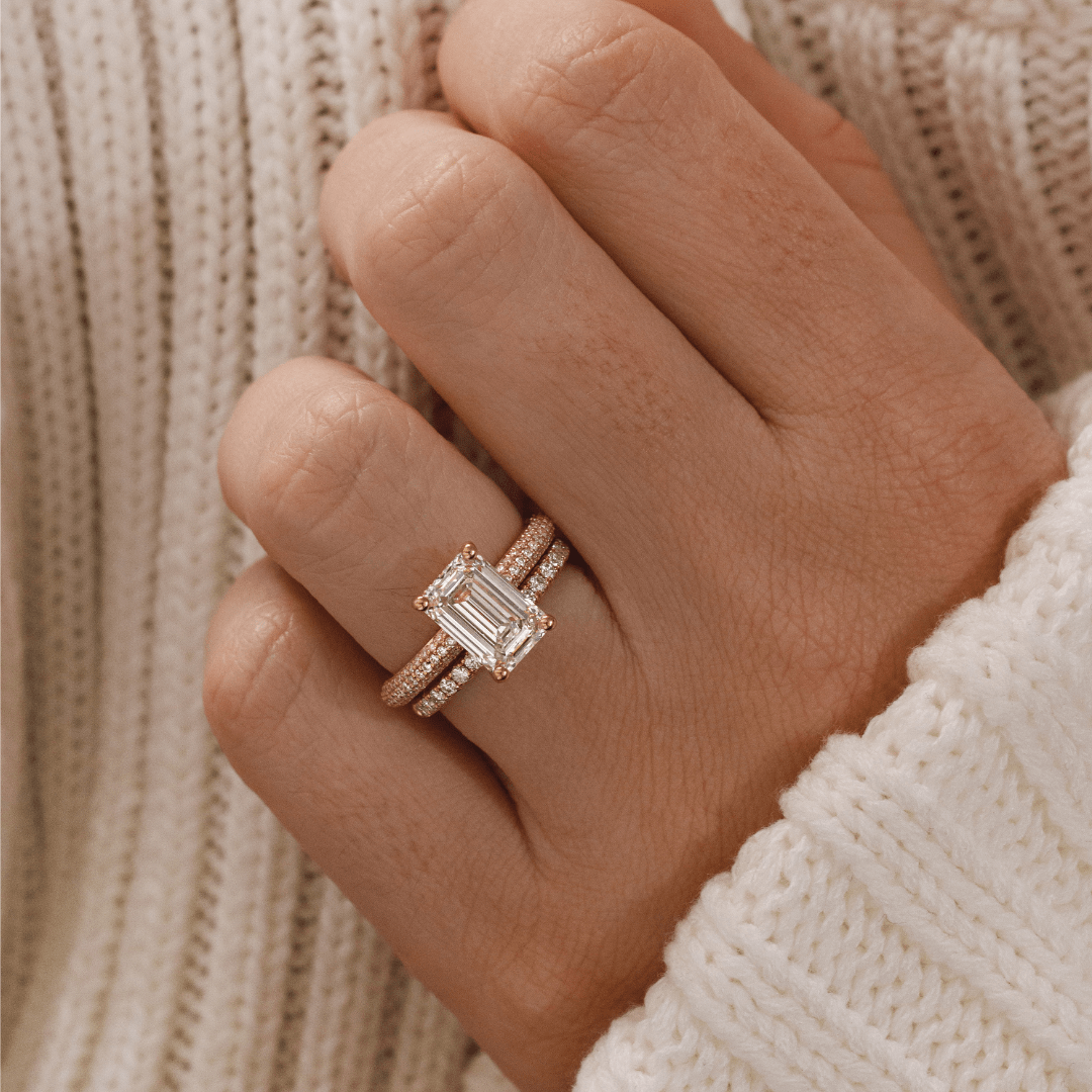 Marquise Shaped Three Stone Lab Grown Diamond Engagement Ring