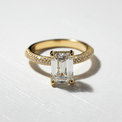 Marquise Shaped Three Stone Lab Grown Diamond Engagement Ring