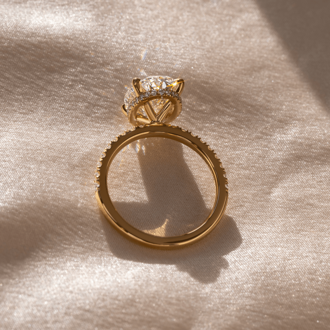 Marquise Shaped Three Stone Lab Grown Diamond Engagement Ring