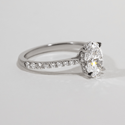Marquise Shaped Three Stone Lab Grown Diamond Engagement Ring
