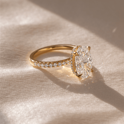 Marquise Shaped Three Stone Lab Grown Diamond Engagement Ring