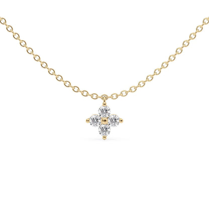0.16 CT Round Clover Pendant Moissanite Diamond Necklace in Solid Gold